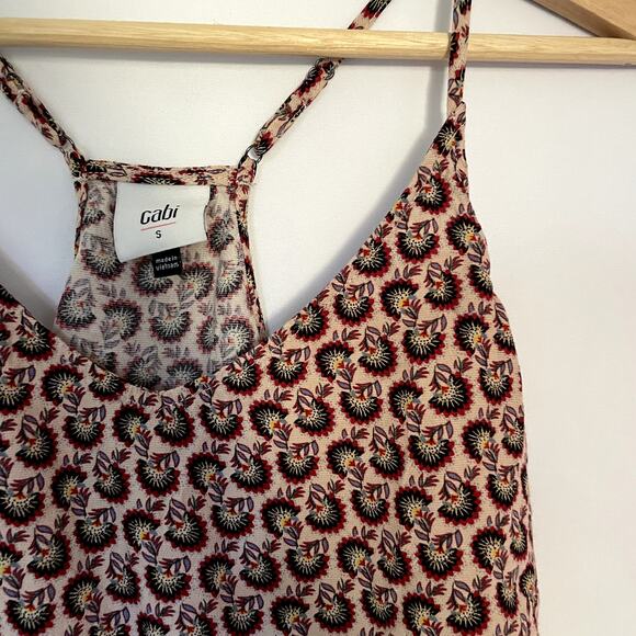 cabi racerback tank top floral design women's size small summer top lightweight - Picture 2 of 6